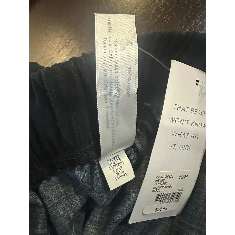 NWT Swim by Cacique Wide Leg Lounge Pants Black Tropical Print Plus Size 26/28 - Picture 4 of 13